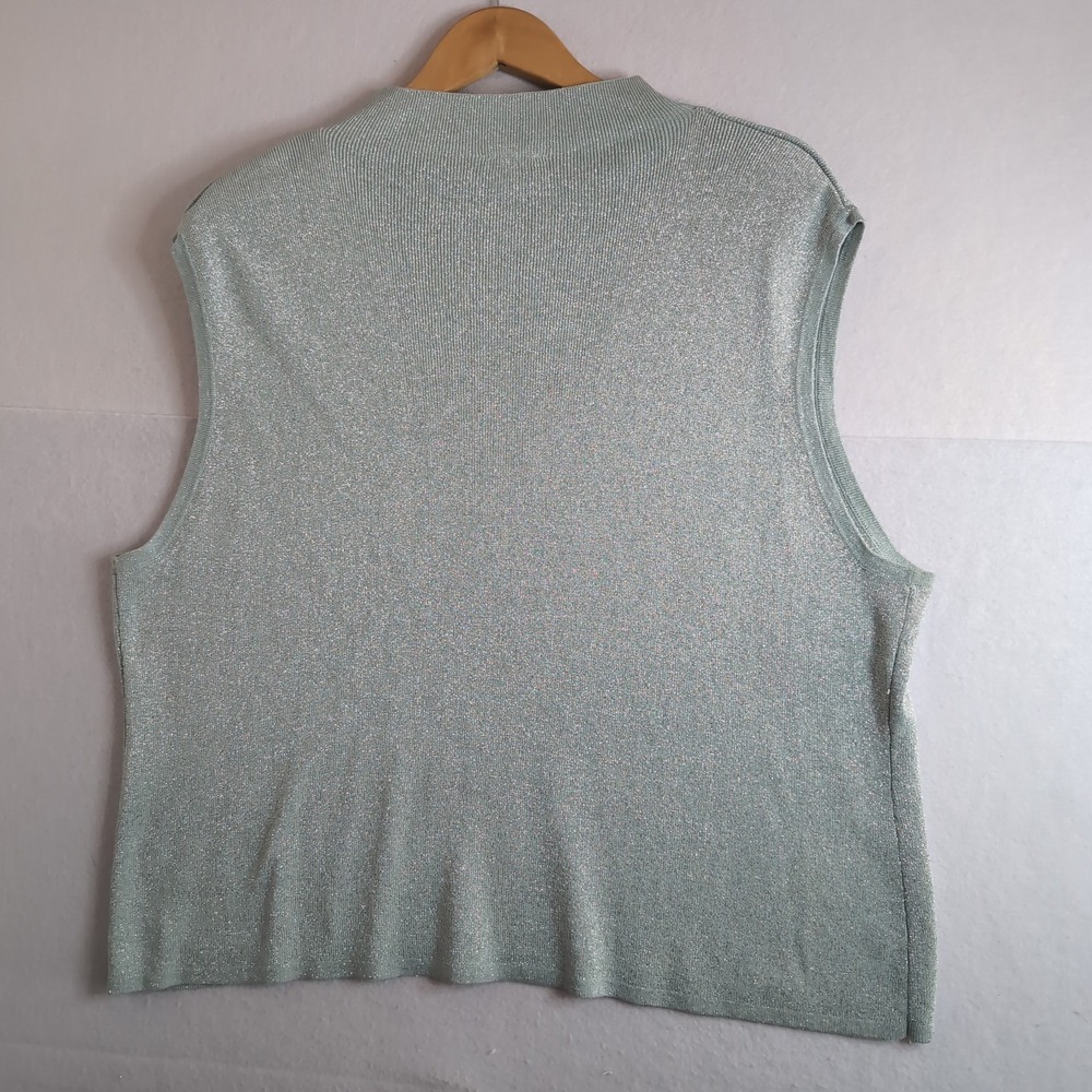 Coldwater Creek Silk Blend Metallic Shimmer Mock Neck Sweater Tank Top 3X